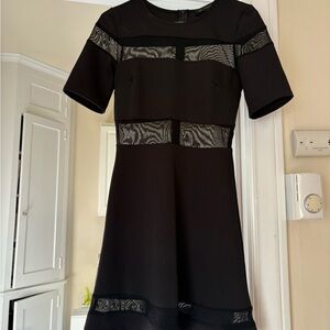 The Vintage Shop Black Mini Dress with Sheer Panels